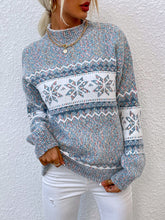Retro Printed Knitted Christmas Half Neck Sweater
